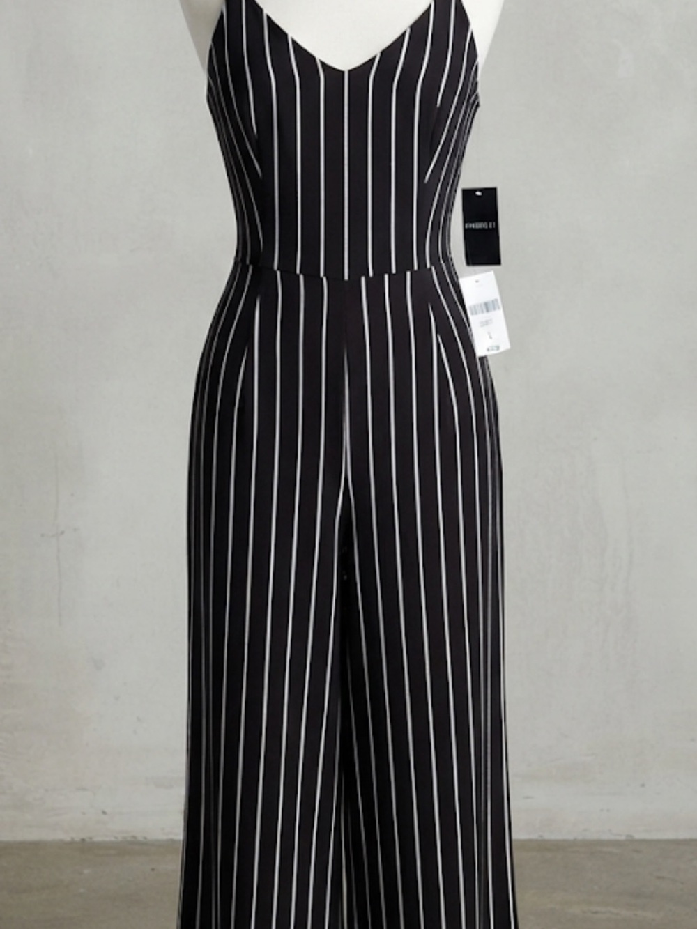 Forever 21 Black and White -Striped Wide-Leg Jumpsuit summer coastal  style